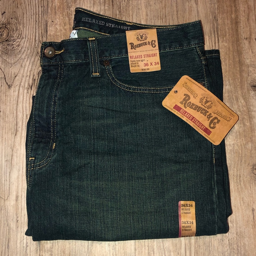 Roebuck & Co Men’s Relaxed Straight Jeans 36 x 34